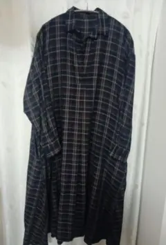 any Fam ネイビー系チェック 長袖シャツワンピース