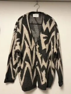 幾何学模様ウール混紡カーディガン