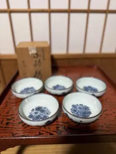 有田焼　花柄陶器ボウル5個セット（箱付き）