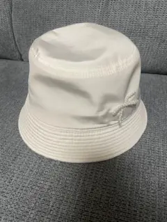 ホワイト バケットハット ビーズ刺繍