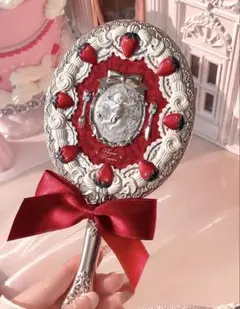 フラワーノーズ　ストロベリーキューピッドコレクションハンドミラー　レッド