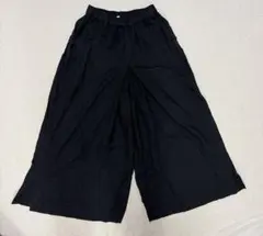 ニコアンド　ガウチョ　レーヨン　麻　パンツ　ワイド　ウエストゴム　M