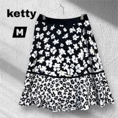 【kettyケティ】フレアースカート/総柄/ツルツル/きれいめ/大人可愛い