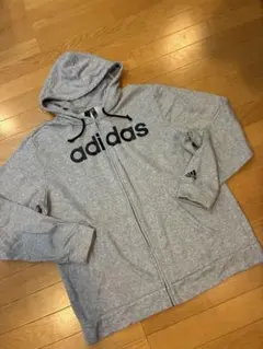 USA直輸入 adidas ジップパーカー 大きいsizeXL used グレー