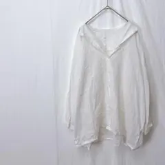 オーバーサイズ ホワイト ボタンアップシャツ 綿100% ゆったりサイズ