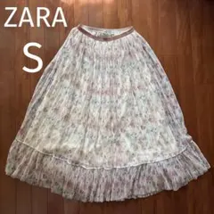休日限定値下げ　ZARA 花柄 プリーツロングスカートウエストゴム　 Sサイズ