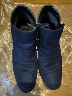 USED●アサヒ　トップドライ　ショートブーツ　サイドジップ　ネイビー
