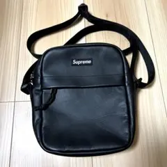 23FW Supreme Leather Shoulder Bag Black