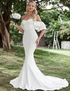 ウェディングドレス　オフショルダー　マーメイドドレス