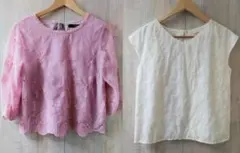 【値下げ中】トップス２点セット　花柄刺繍ブラウス