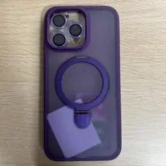iPhone15ProMax用耐衝撃シリコンケース隠しスタンド付全面保護 濃紫