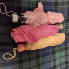 折りたたみ傘セット ピンク オレンジ チェック柄