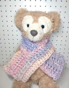 マフラー ミニ ショート コンパクト クロス 穴 グラデ 毛糸 ハンドメイド