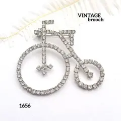 1656 ヴィンテージ ブローチ レトロ自転車 クリスタル ラインストーン