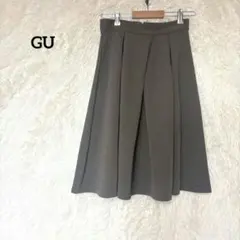 GU フレアスカート ひざ丈 シンプル グレー系 M