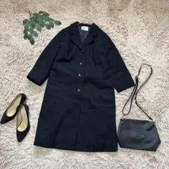 6589✾三越✾チェスターコート/ブラック/ウール混/フォーマル/ベルト付き