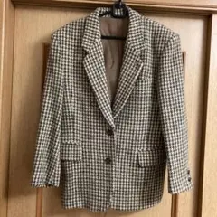 90年代 レディース テーラードジャケット チェック ブラウン系
