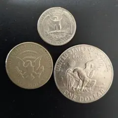 【アメリカ硬貨 3種】アイゼンハワー1ドル ケネディハーフ ワシントン25セント