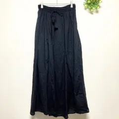 フリークストア【M】ロングフレアスカート 綿100% ウエストゴム紐 春夏 爽涼