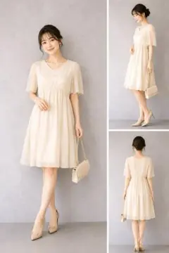 【美品】JILLSTUART ジルスチュアート ビーズ刺繍 シフォンミニワンピのサムネイル