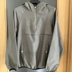 ZARA フード付きカーキハーフジップジャンパー （ナイロンプルオーバー）