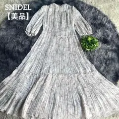 【美品】SNIDEL プリント総プリーツ　ロングワンピース　マキシ丈　フレア