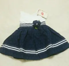 新品*ドレス*ワンピース*3T,90-100*紺色×白