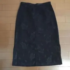 「新品未使用」ダークブラウン花柄 ハイウエスト タイトスカート