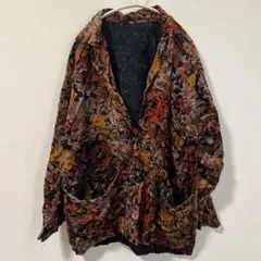 【極希少】ヴィンテージ ベロアジャケット 総柄 花柄 レトロ 派手 バブル