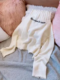 ハイネックニット♡ロゴニット ホワイトニット