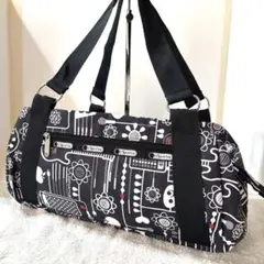 『美品未使用』LeSportsac トートバッグ ドラム型 ブラック 総柄のサムネイル