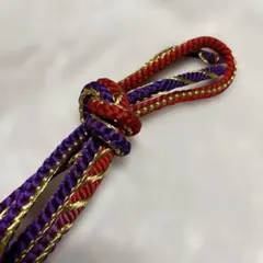 帯締め　正絹　赤と黄色と紫