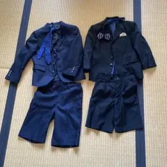 ネイビー120サイズブラック110サイズ ストライプ フォーマルスーツ 2セット