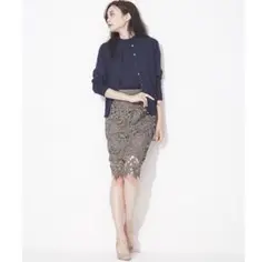 nano・universe【ナノユニバース】レーススカート タイトスカート