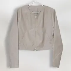 RESEXXY ノーカラージャケット 合皮 ベージュ F ショート丈