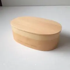 【未使用品】木製白木/曲げわっぱ弁当箱・漆器★小判型一段(合口）、仕切り付き♪のサムネイル