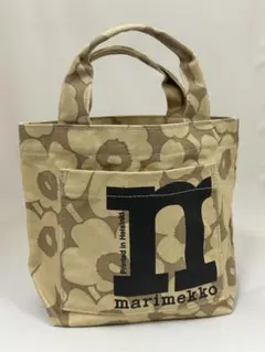 marimekkoマリメッコ トートバッグ黒✖️ブラウン✖️紫 マルチ 