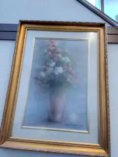 柳沢利光　日展特選　一枚の絵画家　青い花　油彩画　F3号 柳沢利光 日展特選 一枚の絵 青い花 油彩画 - メルカリ