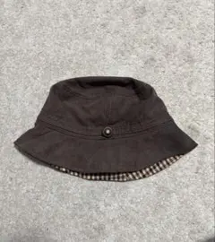 ブラウン バケットハット チェック柄