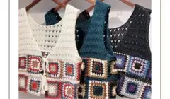 【美品】niko and…前後2WAYクロシェ編みベスト