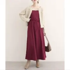 【新品未使用】楽ちんキャミワンピース　ボルドー　ナイスクラップ