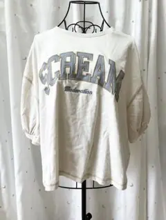 ロゴ入りビッグシルエットTシャツ SCREAM バルーンスリーブ Lサイズ