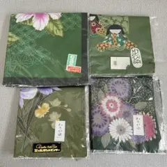 【H5】お買い得✨わさび染　ハンカチ　4枚セット　まとめ売り　未使用品✨