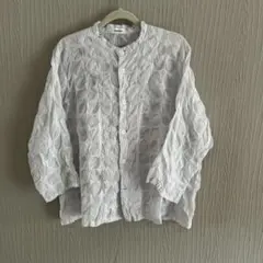 【美品】 プランテーション ストライプドットリップルシャツ ブラウスのサムネイル