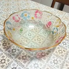花柄 ガラスボウル 大きめ カメイガラス