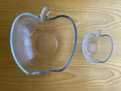 りんご型　ガラス皿【大・小】曽我ガラス　昭和レトロ