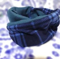 残り2点☆新色①ネイビー系チェック柄フリースマフラー　ネックウォーマーレディース