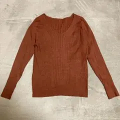 【ロペピクニック】オレンジブラウン Vネックセーター 38 長袖★