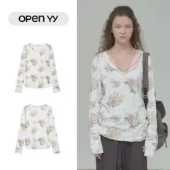 open yy 花柄 トップス　長袖　S 新品未使用】open Yy 花柄長袖カットソー - メルカリ