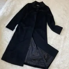 高級【美品】自由区 ステンカラーロングコート アンゴラ 羊毛 比翼ボタン